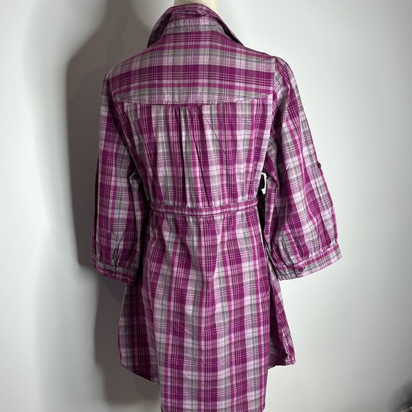 Impulse purple grey checked shirt dress - Picture 4 of 9
